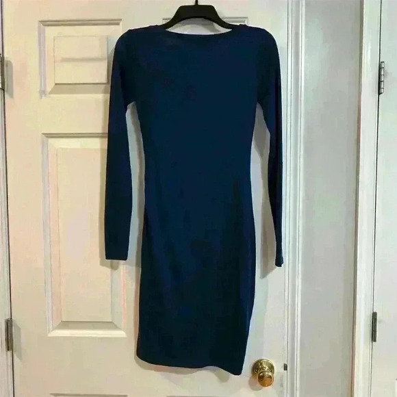 Leith Women's XS Blue Ruched Long Sleeve Knee Length Dress - Picture 4 of 5